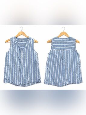 Women’s John Paul Richard Blue White Striped Sleeveless Blouse Size Medium
